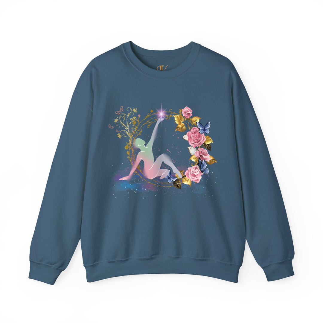 Cosmic Pastel Floral Sweatshirt Sweatshirt Printify S Indigo Blue