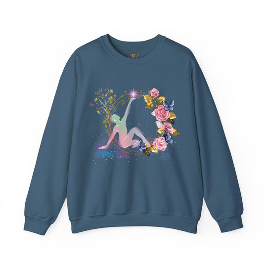 Cosmic Pastel Floral Sweatshirt Sweatshirt Printify S Indigo Blue