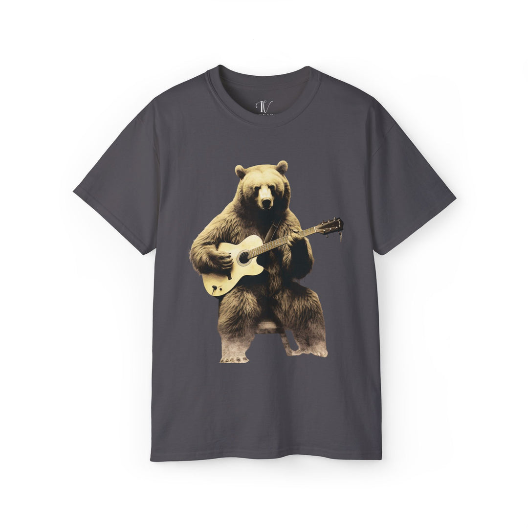 Bear Guitar Tee T-Shirt Printify Charcoal S