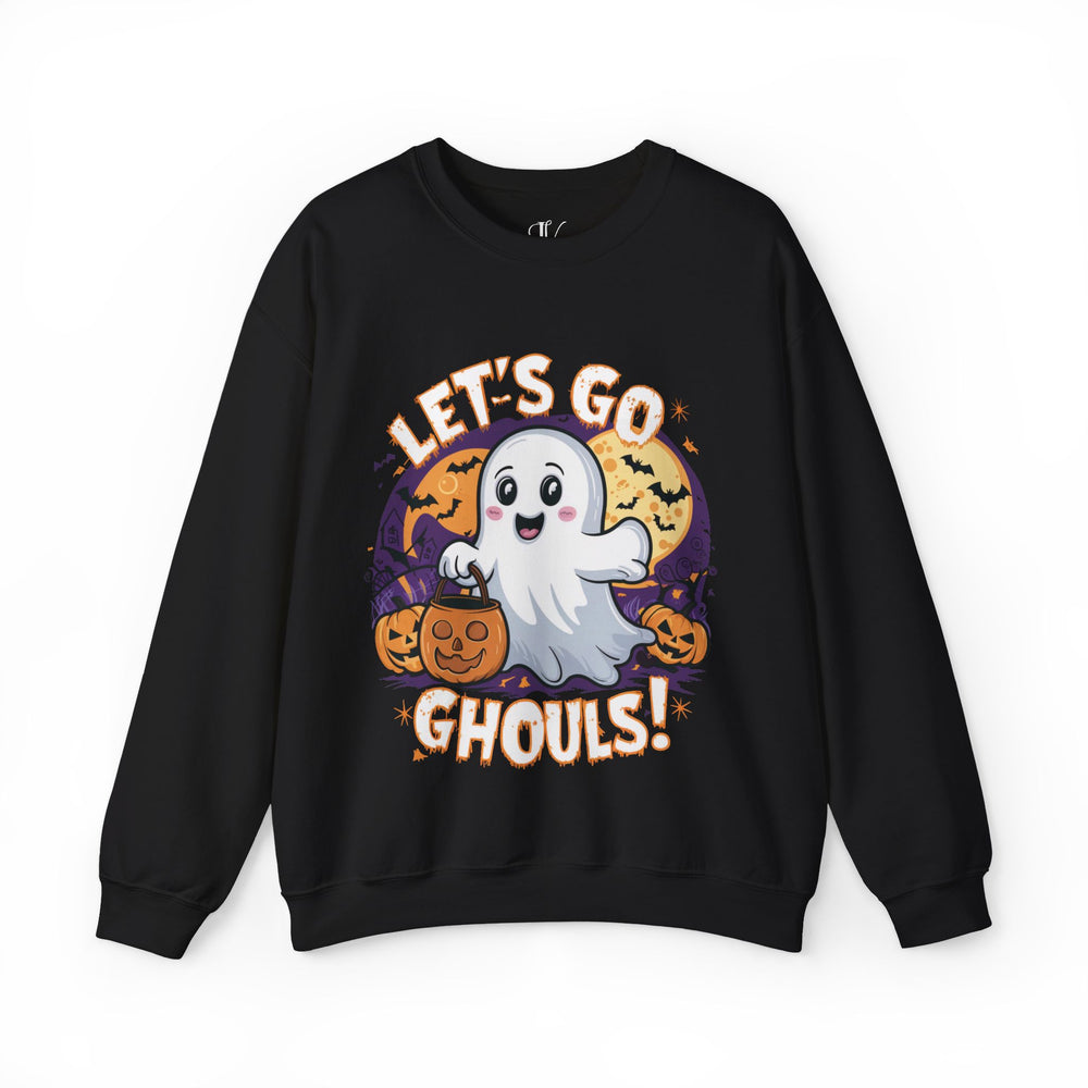 Let's Go Ghouls: Cute Halloween Sweatshirt Sweatshirt Printify S Black