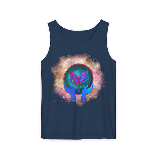 Cosmic Butterfly Unisex Tank Top - Mystical and Spiritual Tank Top Printify True Navy S