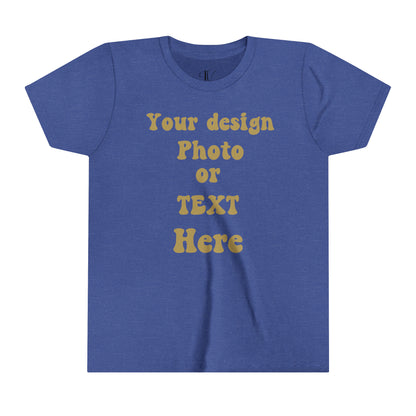 Youth Short Sleeve Tee - Personalized with Your Photo, Text, and Design Kids clothes Heather True Royal S 