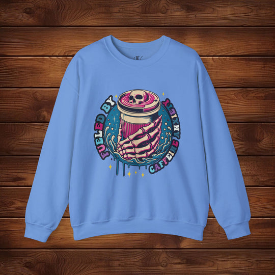 Fueled by Caffeine Anxiety Sweatshirt Sweatshirt Printify S Carolina Blue