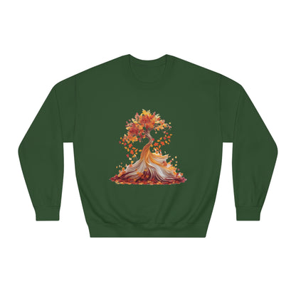Majestic Autumn Tree Sweatshirt - Unique Design with Abstraction, Stylish Fall-themed Apparel, Cottaragore Fall Fashion Sweatshirt   