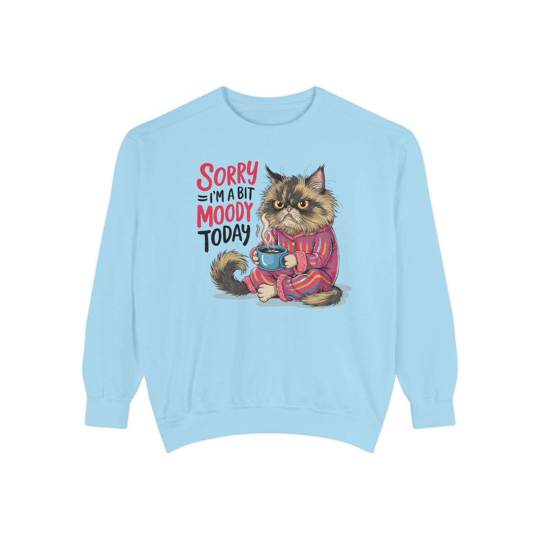 Moody Cat Sweatshirt Sweatshirt Printify Chambray S