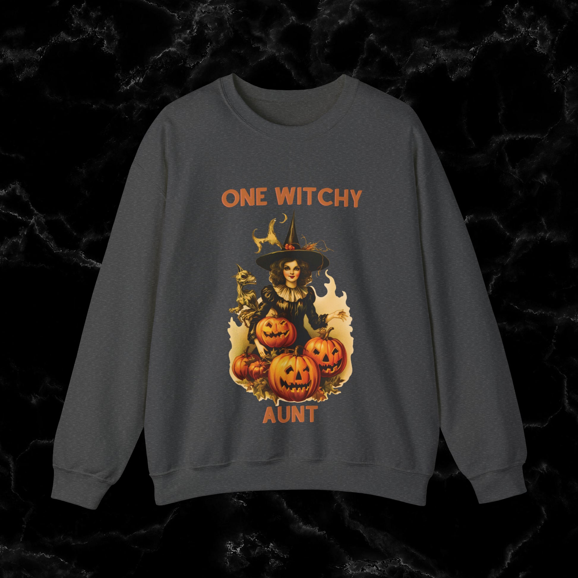 One Witchy Aunt Sweatshirt - Cool Aunt Shirt, Feral Aunt Sweatshirt, Perfect Gifts for Aunts, Auntie Sweatshirt Sweatshirt S Dark Heather 