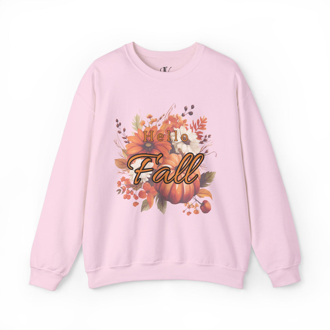 Hello Fall: Watercolor Pumpkin Sweatshirt Sweatshirt Printify S Light Pink