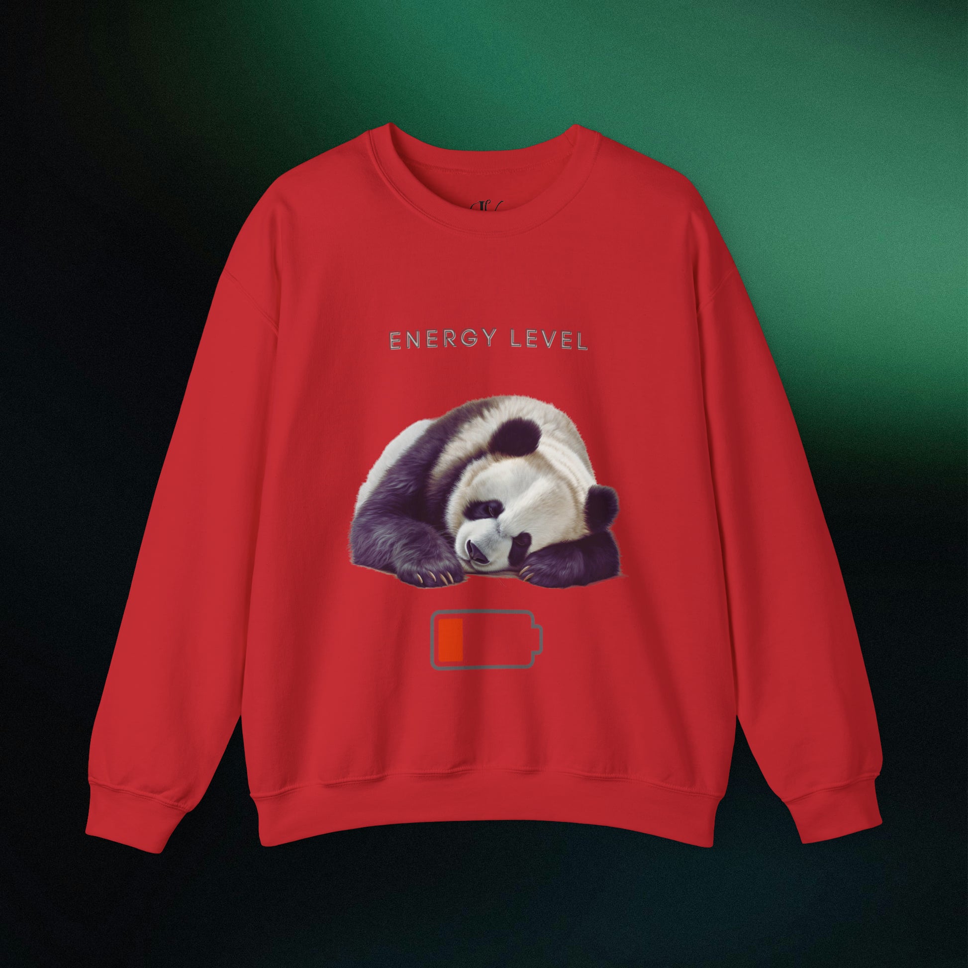 Energy Level Panda Unisex Heavy Blend Crewneck Sweatshirt Sweatshirt S Red 