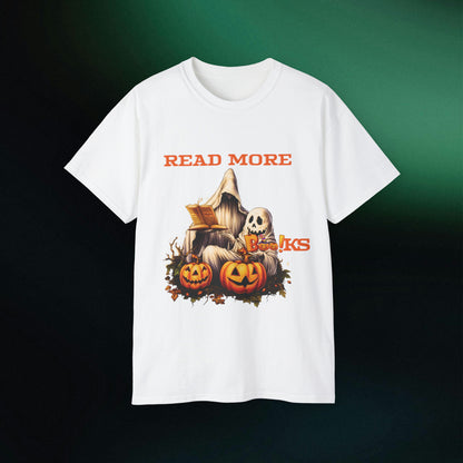 Ghosts Reading Books Halloween Tee | Unisex Ultra Cotton Classic Fit | Read More Books T-Shirt White S 