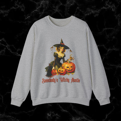 Witchy Auntie Sweatshirt - Cool Aunt Shirt for Halloweenl Vibes Sweatshirt S Sport Grey 