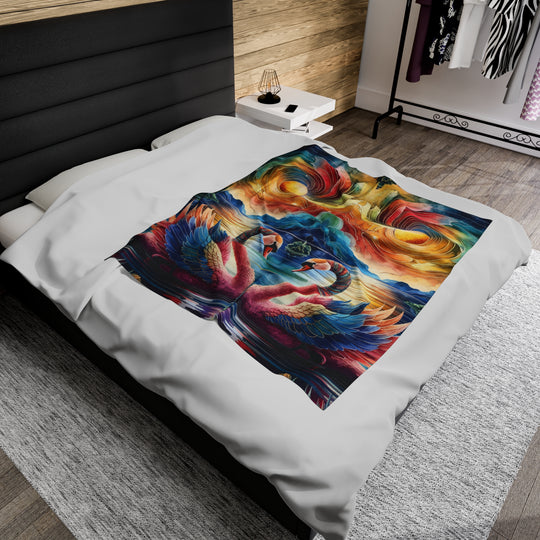 Plush Celestial Swans Blanket - Psychedelic