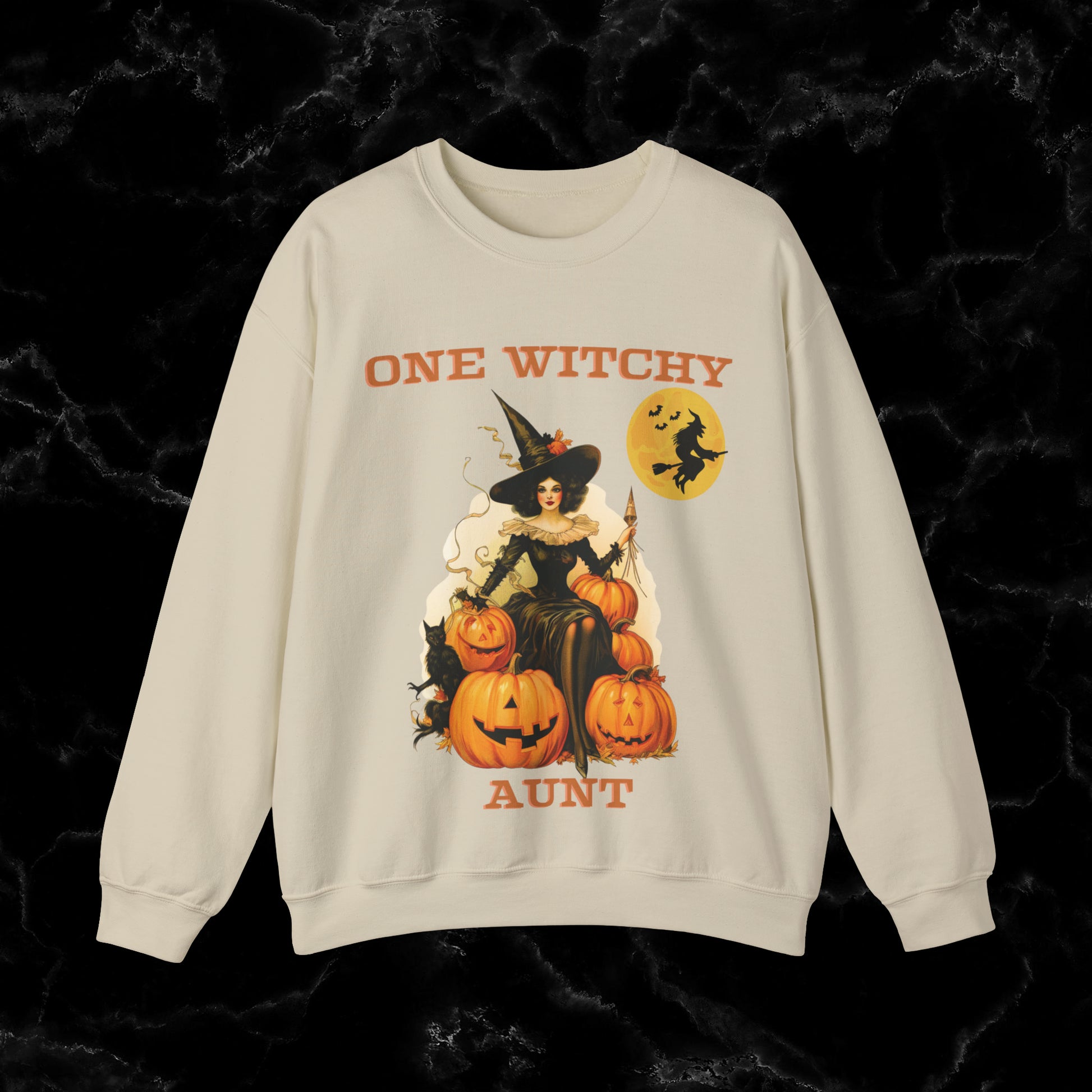 One Witchy Aunt Halloween Sweatshirt - Cool Aunt Shirt, Feral Aunt Sweatshirt, Perfect Gifts for Aunts Sweatshirt S Sand 