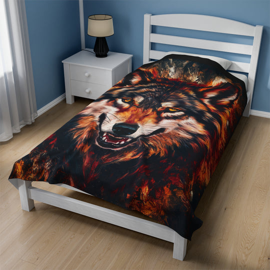 Wolf Plush Blanket with Intense Energy and Strength All Over Prints Printify