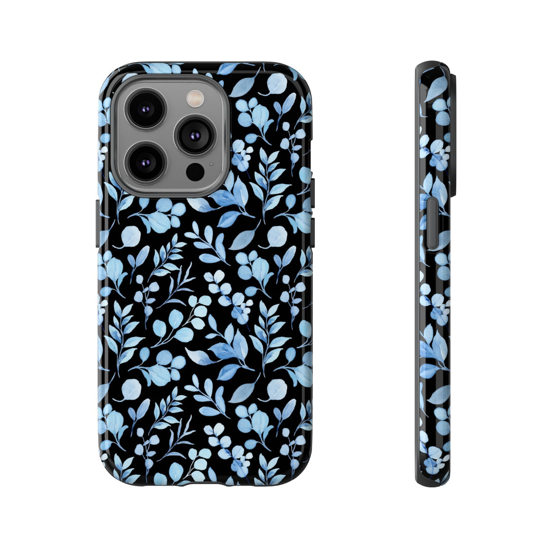 Blue Floral Tough Case Phone Case Printify iPhone 14 Pro Glossy