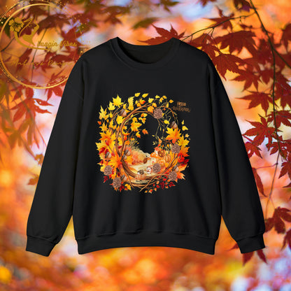 Hello Autumn Sweatshirt | Fall Design | Fall Seasonal Sweatshirt | Autumn Tree Sweatshirt S Black 