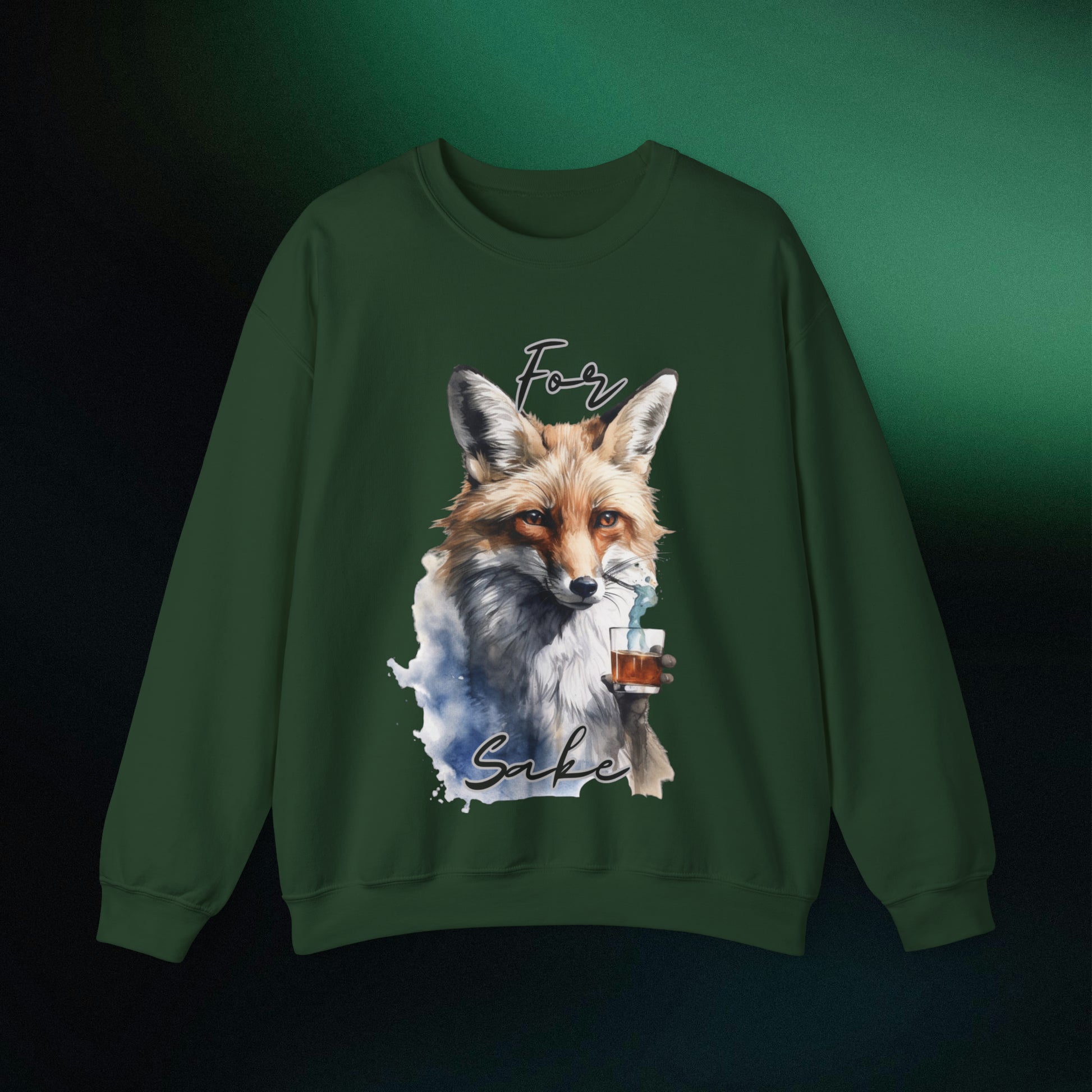 For Fox Sake: Funny Fox Sweatshirt | Gift for Fox Lover | Animal Lover Shirt - Cute Fox Gift for Nature Enthusiasts Sweatshirt S Forest Green 