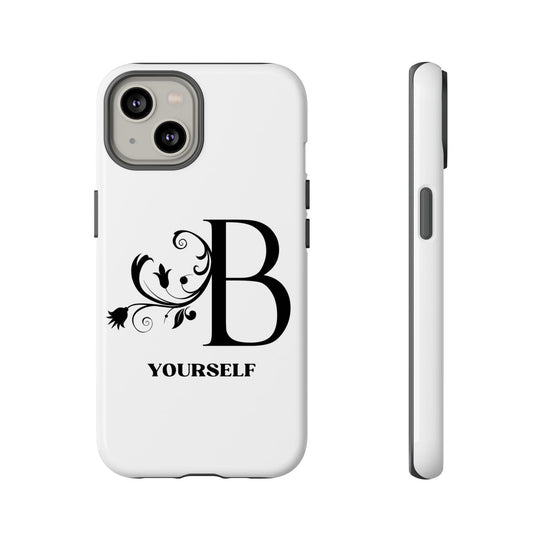 Floral Initial Tough Case - Be Yourself Phone Cover Phone Case Printify iPhone 14 Glossy