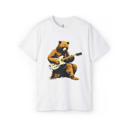 Bear Guitar Tee T-Shirt Printify White S