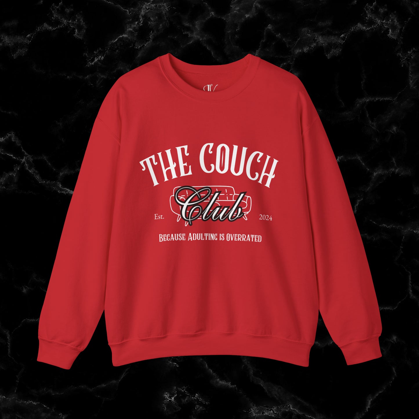 The Couch Club Crewneck Sweatshirt – Funny, Vintage, and Oversized: The Perfect Gift for Her and Your Best Friend Sweatshirt S Red 