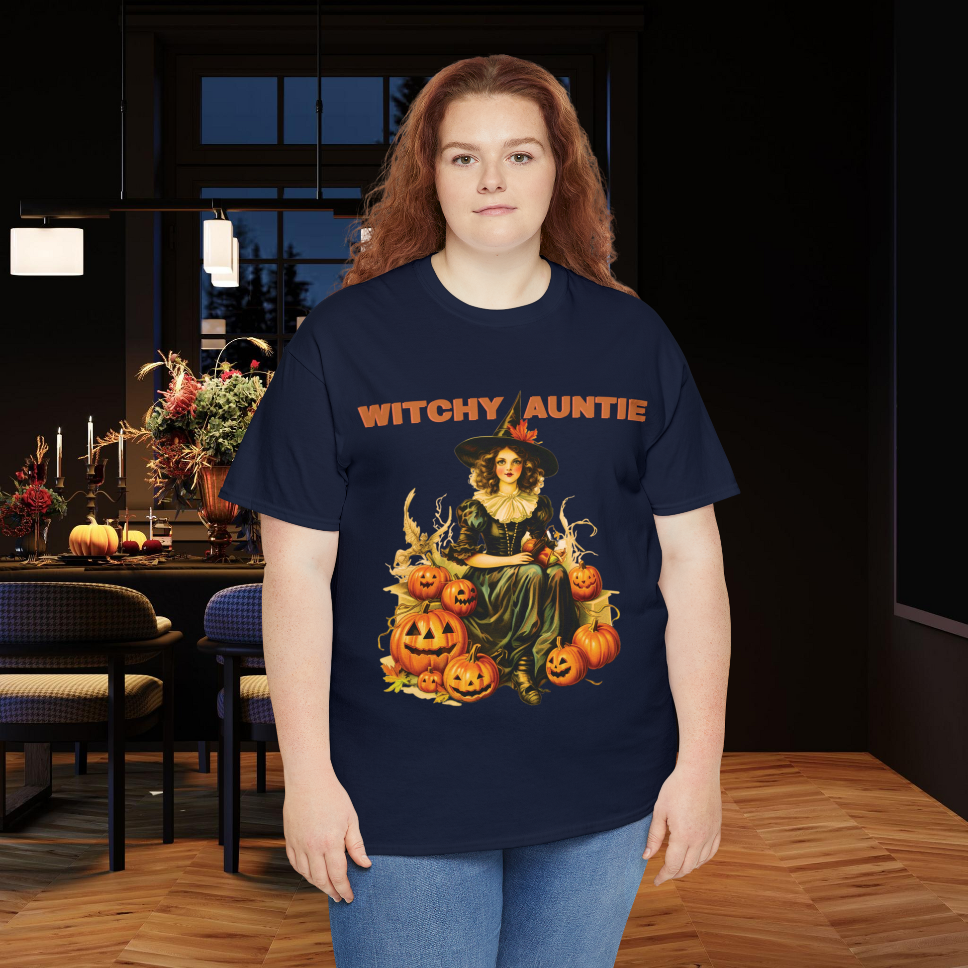 Witchy Auntie Cotton T-Shirt - Cool Aunt, Aunt Halloween, Perfect Gift for Aunts T-Shirt   