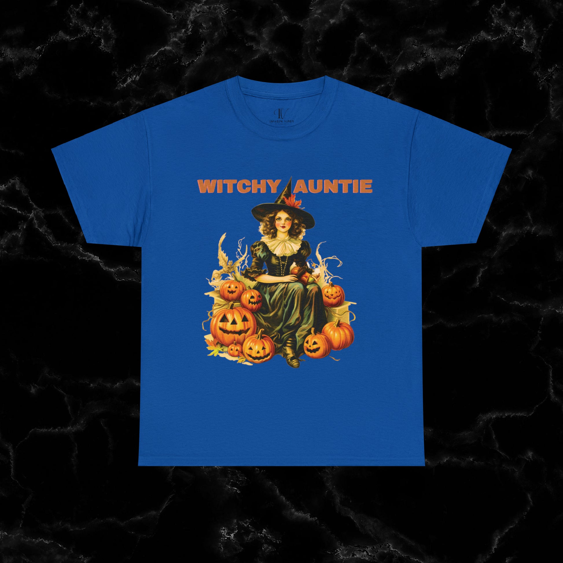 Witchy Auntie Cotton T-Shirt - Cool Aunt, Aunt Halloween, Perfect Gift for Aunts T-Shirt Royal S 