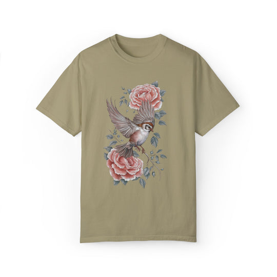 Bird and Rose Unisex Tee T-Shirt Printify Khaki S