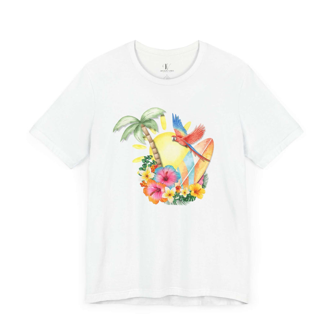 Dreamy Watercolor Tropical Paradise Unisex Tee T-Shirt Printify White XS