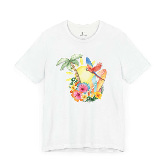 Dreamy Watercolor Tropical Paradise Unisex Tee T-Shirt Printify White XS