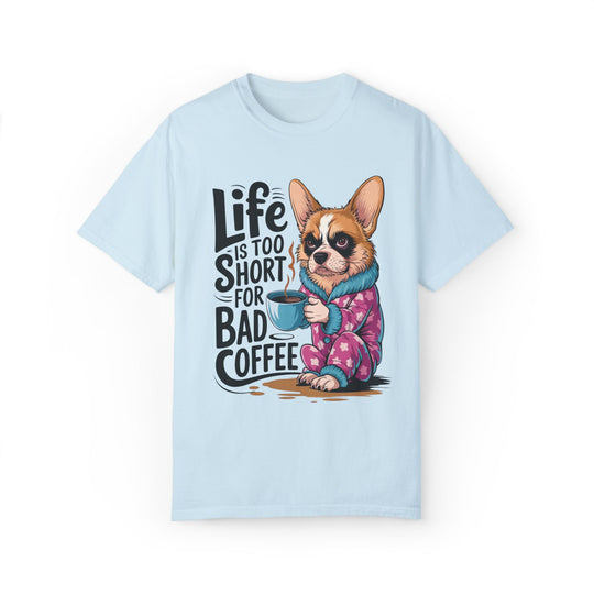 Cartoon Dog Coffee Lover T-shirt T-Shirt Printify Chambray S