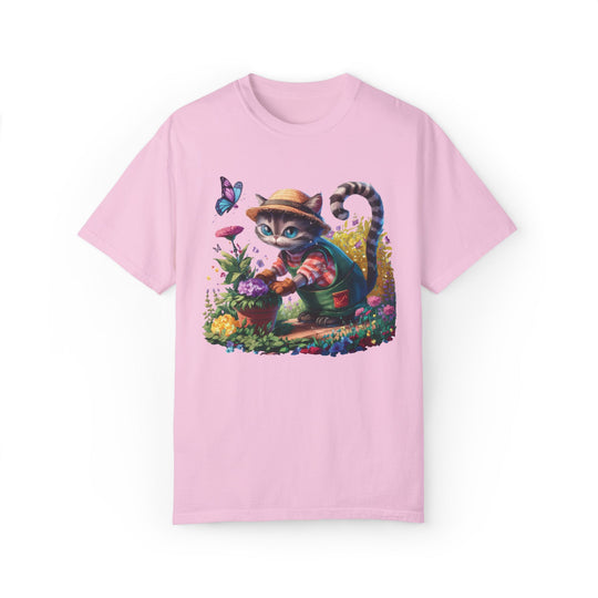 Cat Gardener T-Shirt - Cartoon Cat Lover Nature Inspired Tee T-Shirt Printify Blossom S