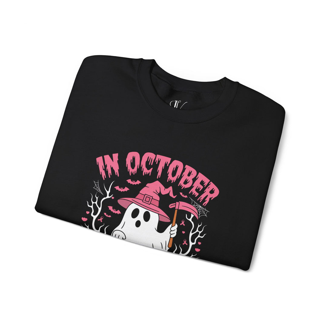 In October We Wear Pink: Breast Cancer Awareness Sweatshirt Sweatshirt Printify