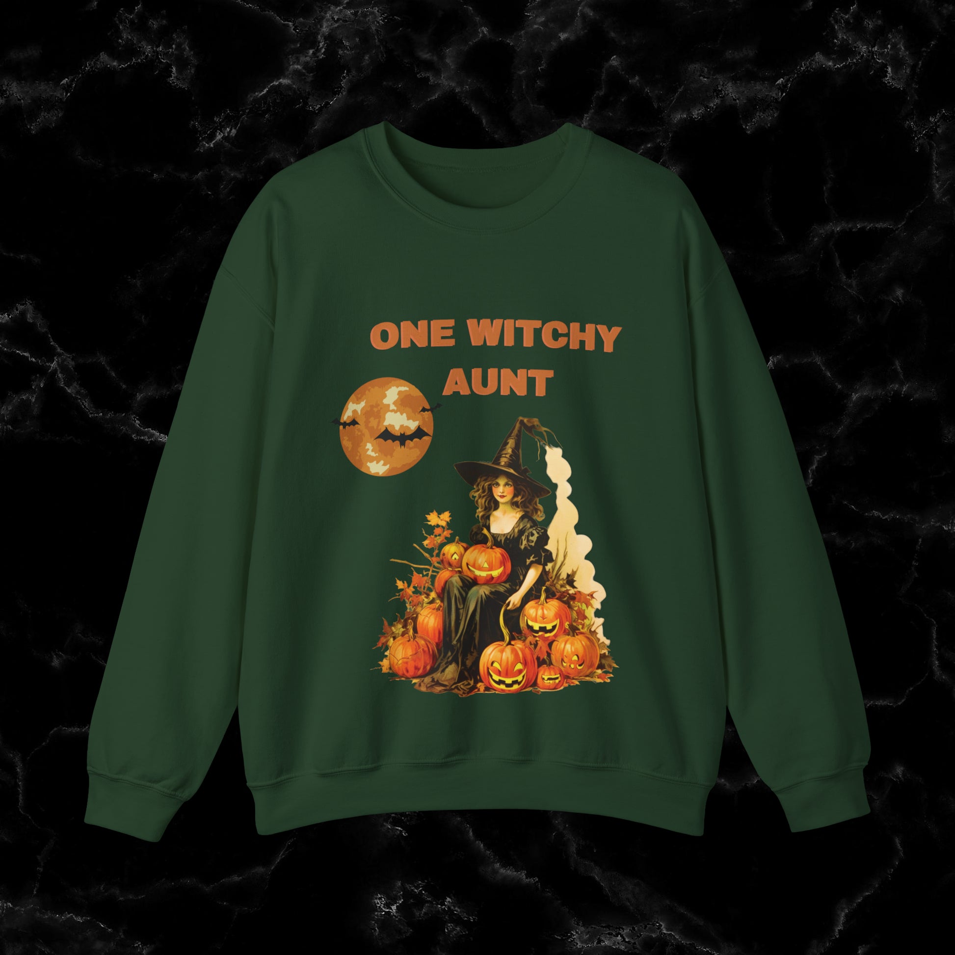 One Witchy Aunt Sweatshirt - Cool Aunt Shirt, Feral Aunt Sweatshirt, Perfect Gifts for Aunts Halloween Sweatshirt S Forest Green 