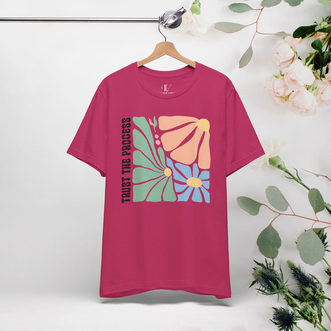 Trust the Process Floral Tee T-Shirt Printify Berry XS