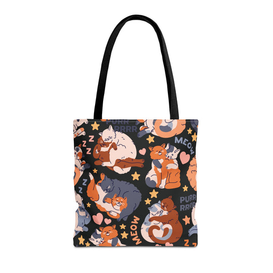 Sweet Cartoon Cats Tote Bag Bags Printify 16" × 16'' Black