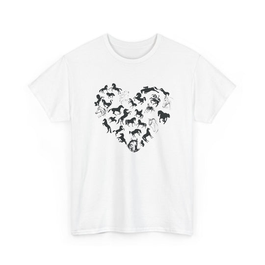 Horse Heart Tee - Playful and Whimsical Unisex Heavy Cotton Shirt T-Shirt Printify White S