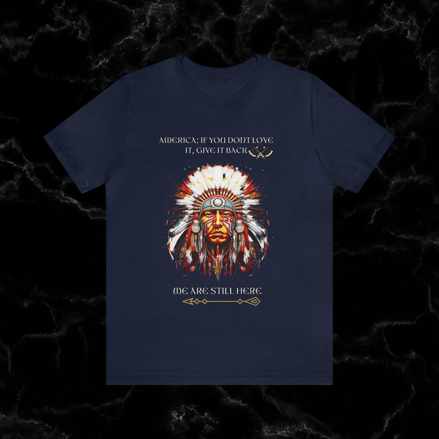 America Love it Or Give It Back Vintage T-Shirt - Indigenous Native Shirt T-Shirt Navy S 
