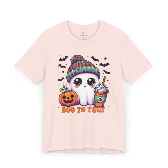 Cute Ghost Boo to You Halloween T-Shirt T-Shirt Printify Soft Pink XS