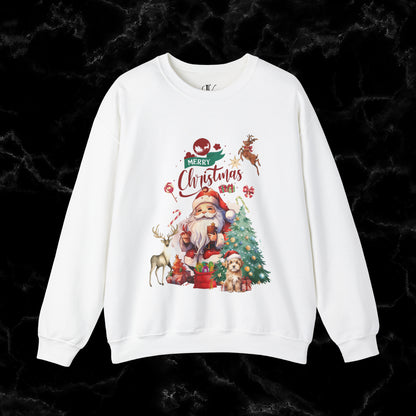 Merry Christmas Sweatshirt | Christmas Shirt - Matching Christmas Shirt - Santa Claus Merry Christmas Sweatshirt - Holiday Gift - Christmas Gift Sweatshirt S White 