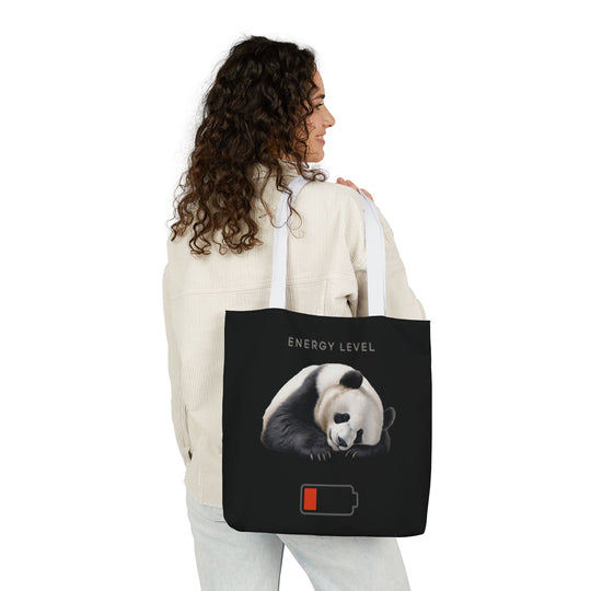 Canvas Tote Bag - Sleeping Panda Energy Level Low Accessories Printify