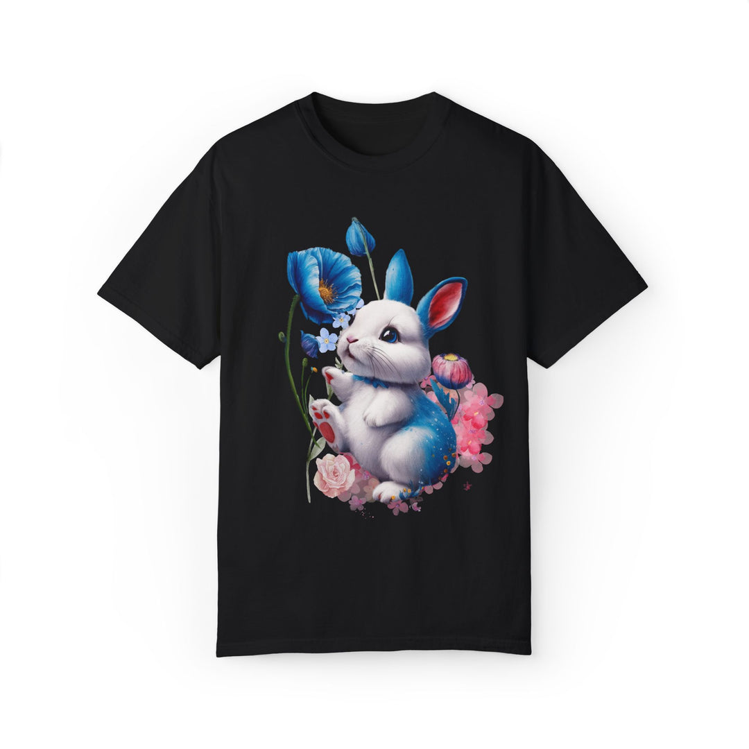 Rabbit Floral T-shirt T-Shirt Printify Black S