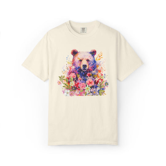 Nature-Inspired Bear Floral T-shirt T-Shirt Printify Ivory S