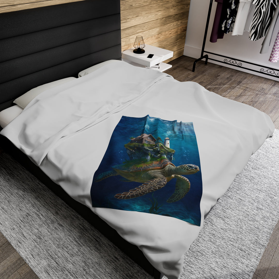 Plush Blanket - Turtle Carrying a World Fantasy All Over Prints Printify 30" × 40"