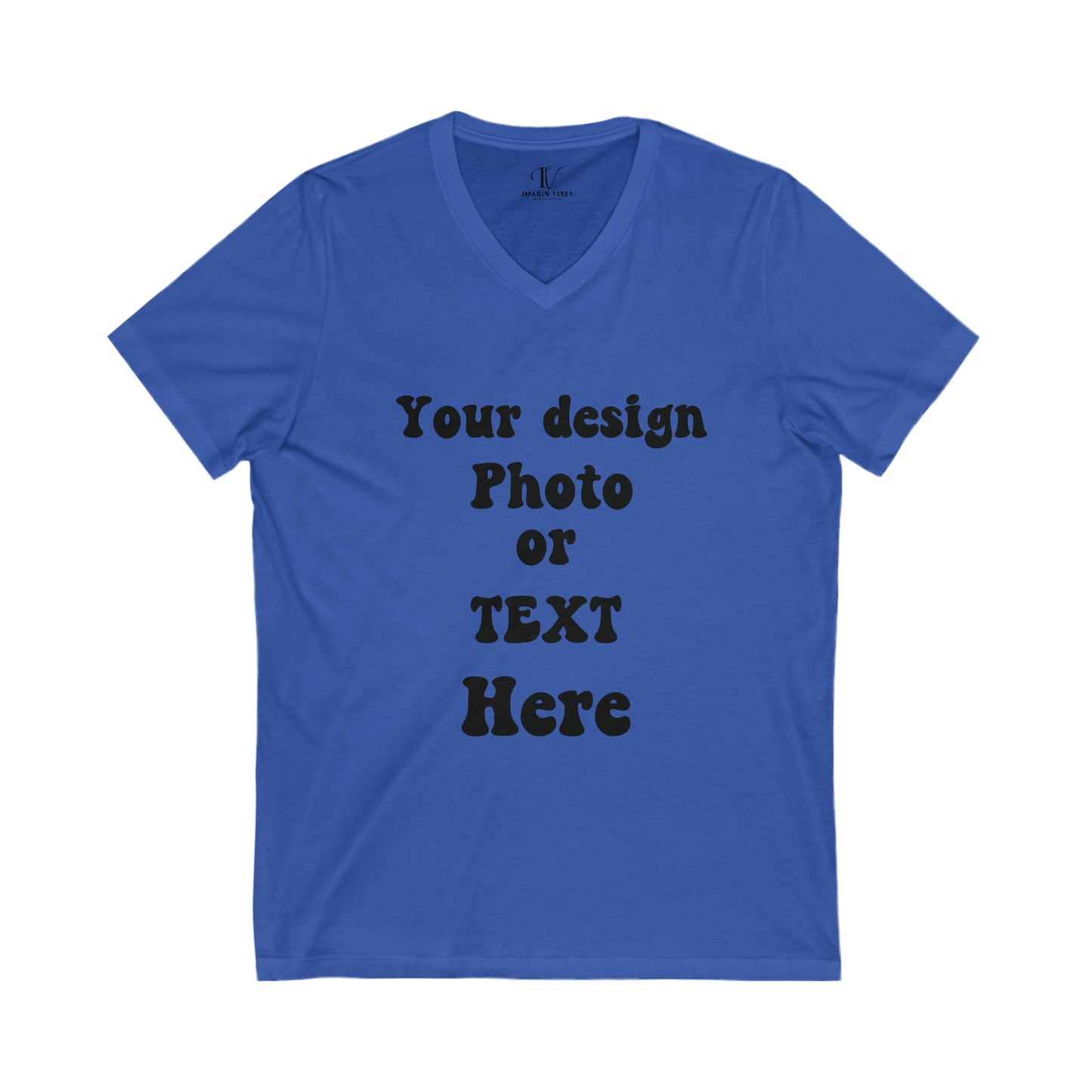 Express Your Unique Style with Our Custom V-Neck T-shirt - Personalized with Your Design, Photo, or Text | Made in USA V-neck S True Royal 