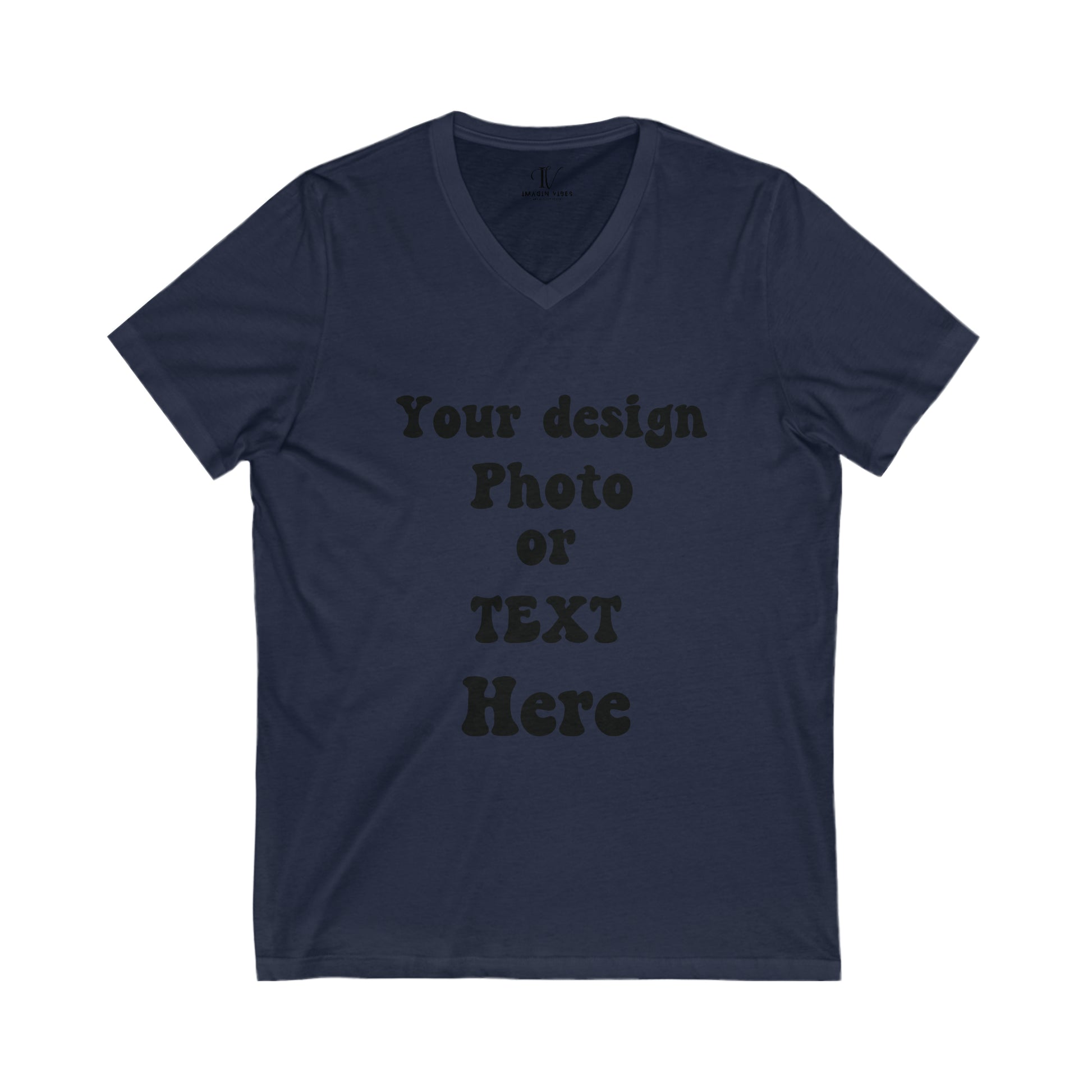 Express Your Unique Style with Our Custom V-Neck T-shirt - Personalized with Your Design, Photo, or Text | Made in USA V-neck S Navy 