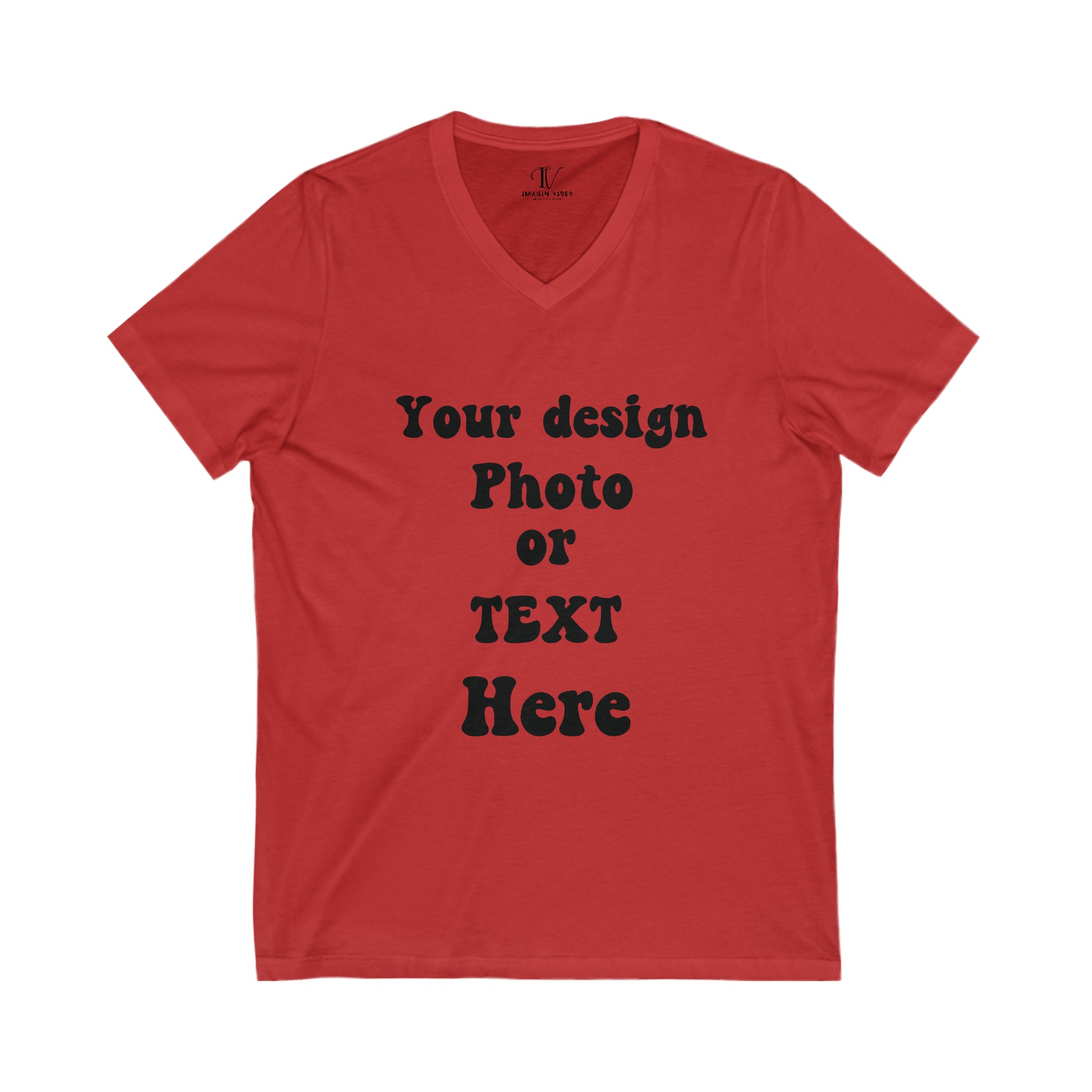 Express Your Unique Style with Our Custom V-Neck T-shirt - Personalized with Your Design, Photo, or Text | Made in USA V-neck S Red 