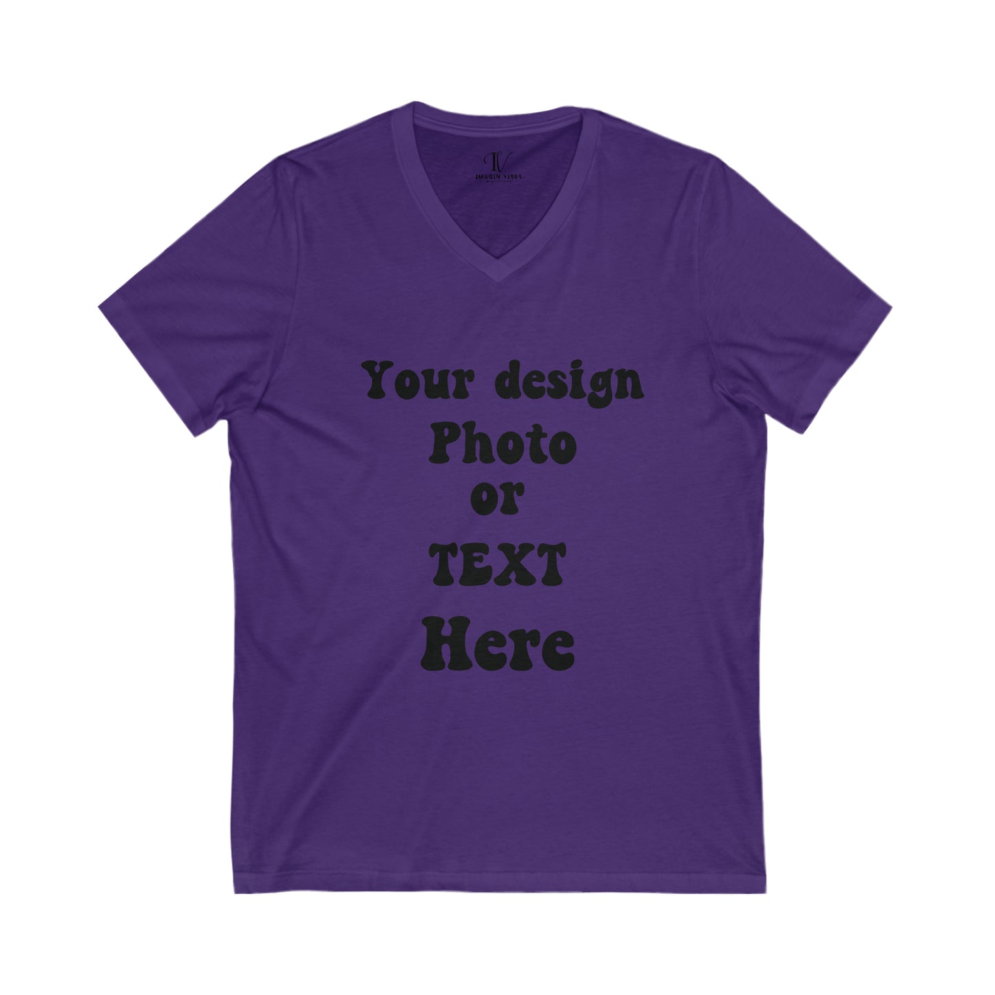 Express Your Unique Style with Our Custom V-Neck T-shirt - Personalized with Your Design, Photo, or Text | Made in USA V-neck S Team Purple 