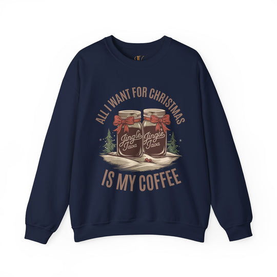 Christmas Coffee Retro Sweatshirt Sweatshirt Printify S Navy