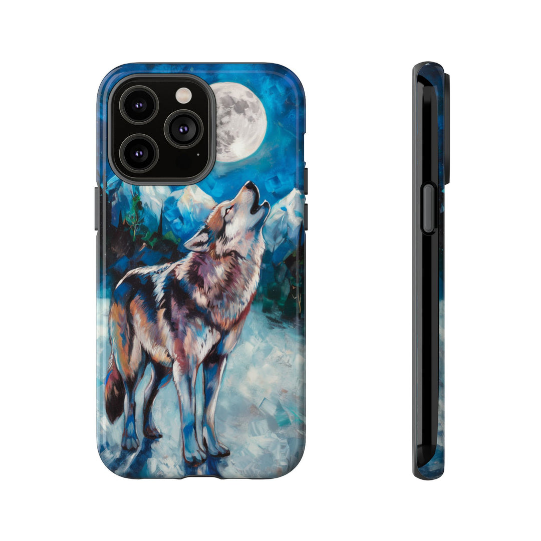 Wolf Howling Tough Case - Impressionist Style Phone Case Printify iPhone 14 Pro Max Glossy