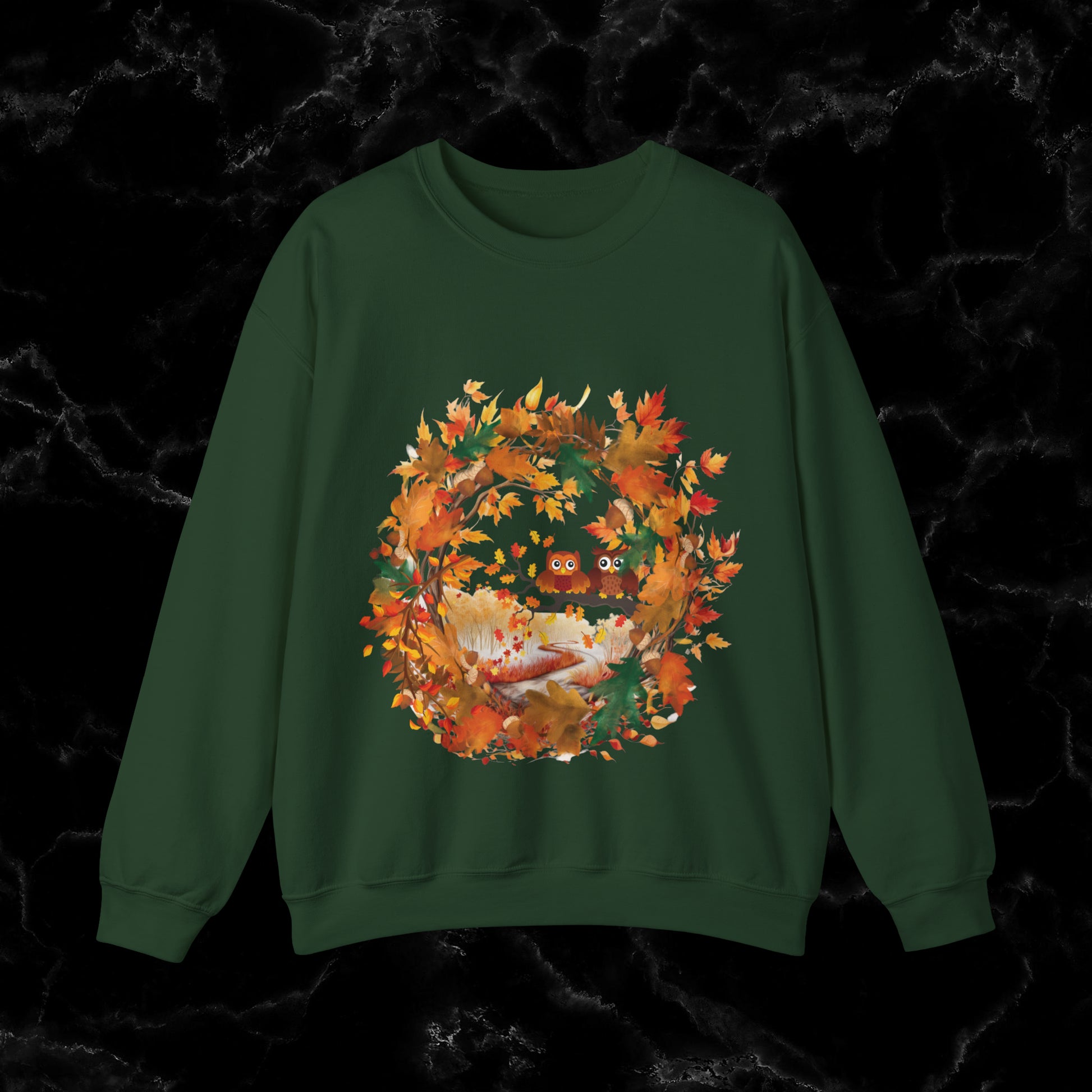 Hello Autumn Sweatshirt | Fall Design | Fall Seasonal Sweatshirt | Autumn Cottagecore Sweater Sweatshirt S Forest Green 