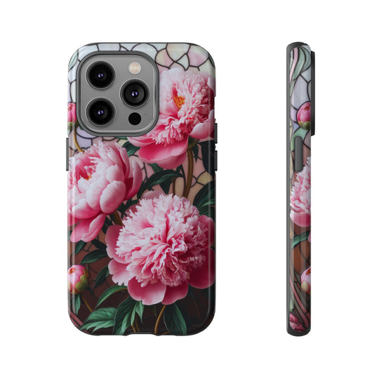 Phone Case Art Deco Pink Peonies Phone Case Printify iPhone 14 Pro Glossy